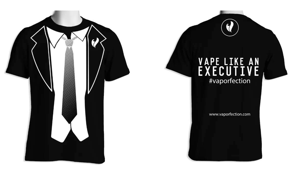 Vaporfection executive tee and Vape Like an Executive shirts