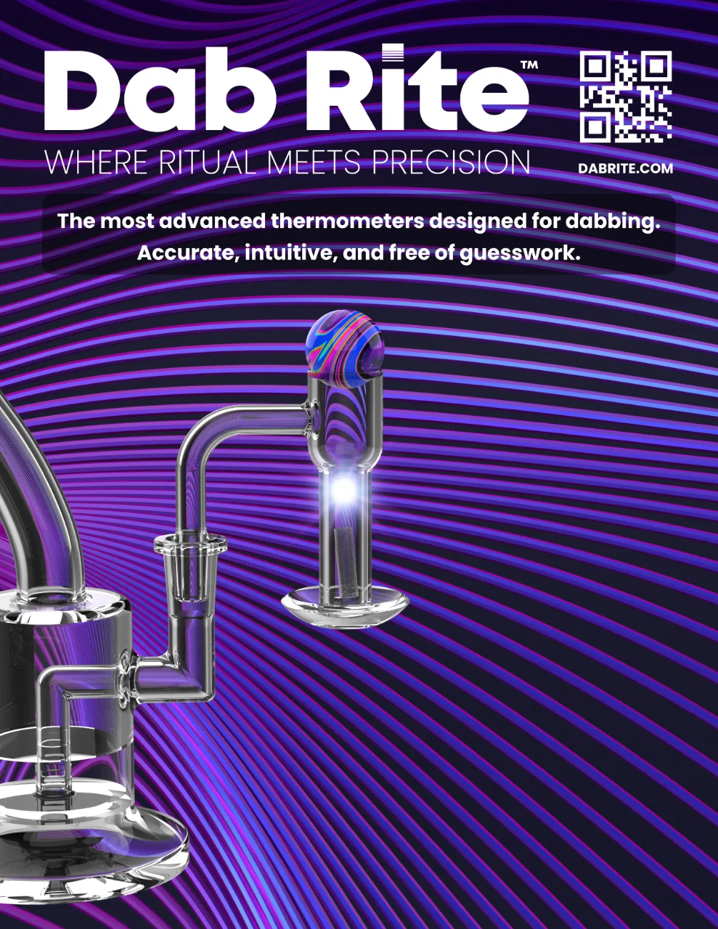 Dab Rite retail counter display, header panel with QR code