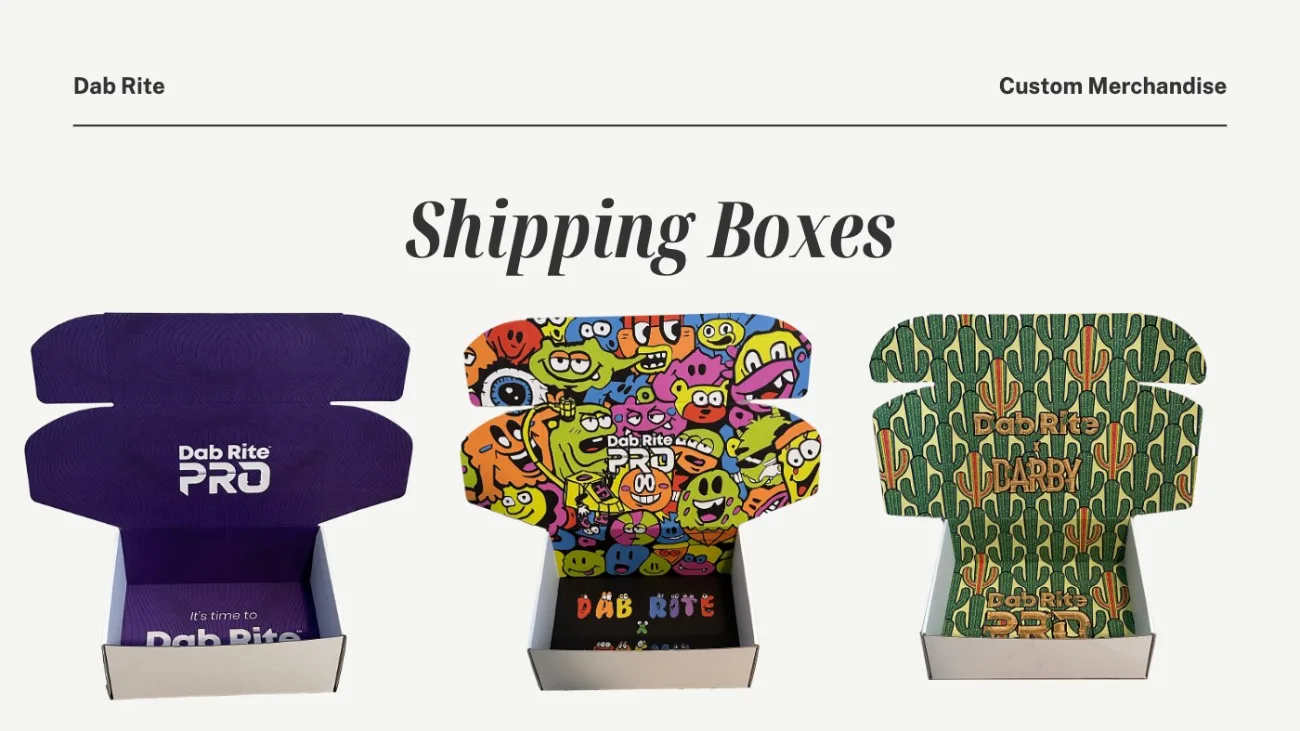 Custom merch catalog: shipping boxes